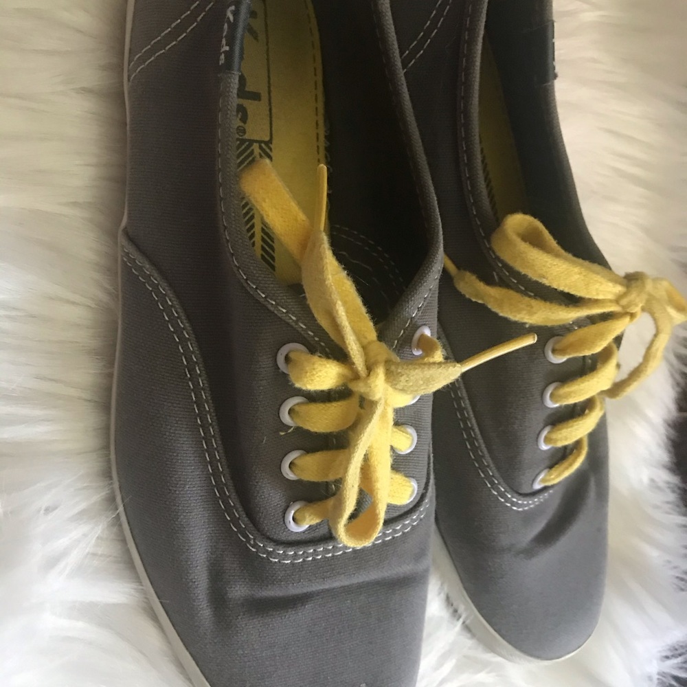 Gray Keds with Yellow Laces